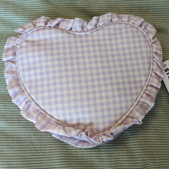 Stoney Clover Lane Pastel Picnic Lavender Ruffle Heart Pouch